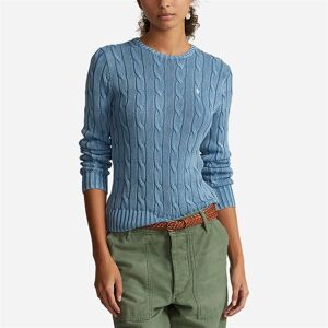 Ralph Lauren Tonal Motif Cable Cotton Sweater - Chambray Indigo Blå S