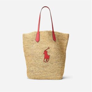 Ralph Lauren Big Pony Raffia Large Tote - Natural/red Beige OS