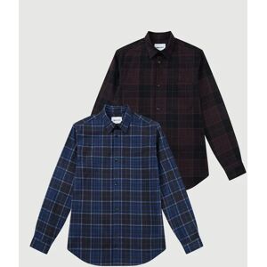 AW23 2pk Flannel Overshirt Checkered Blue+ Deep Burgund