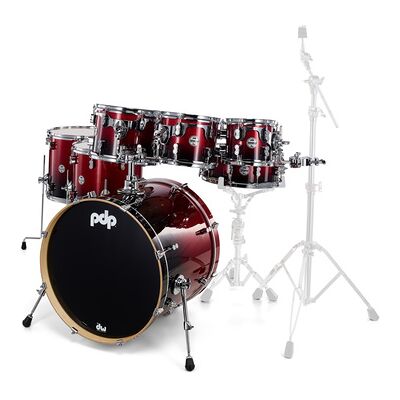 DW PDP CM7 Rock Red to Black DW PDP CM7 Rock Red to Black