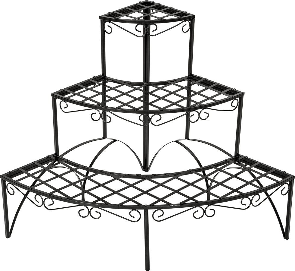 tectake Blomsterhylle rund med 3 plan - svart