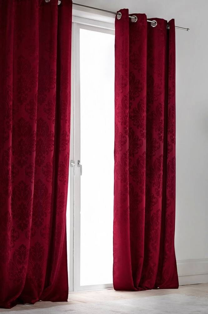 CLOTHILDE gardiner med maljer 2-pk  Mørk rød