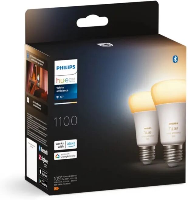 Philips Hue Ambiance Smart LED-pære E27 806 lm 2-pk.