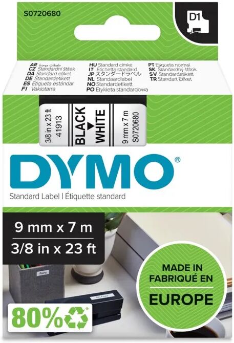 Dymo D1-merketape 9 mm Hvit