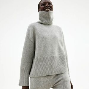 Pierre Robert Oversized Høyhalset Strikkegenser Merinoull - Grey - M SB05