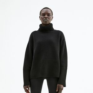 Pierre Robert Oversized Høyhalset Strikkegenser Merinoull - Black SB05