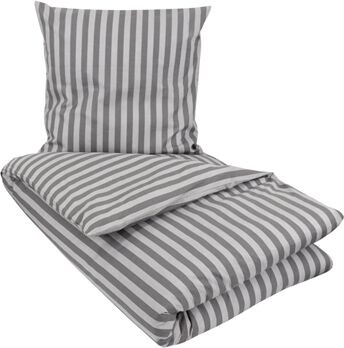 Borg Living Dobbelt Sengetøy - 200x220cm - Stripes Grey - 100% Bomull - Borg Living