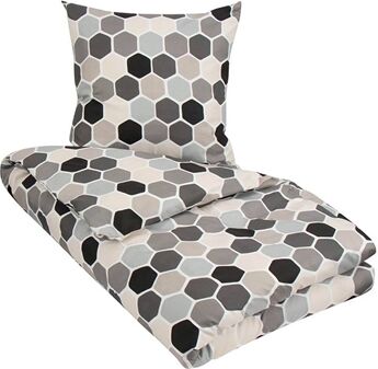 Borg Living Dobbelt Sengetøy - 200x200cm - Cube Grey - Microfiber Sengetøy