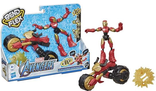 Avengers Marvel, Bend and Flex, Flex Rider Iron Man og 2-i-1-motorsykkel