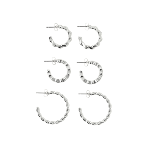 pieces - Øredobber pcSaola 3-pk Hoop Earrings - Sølv