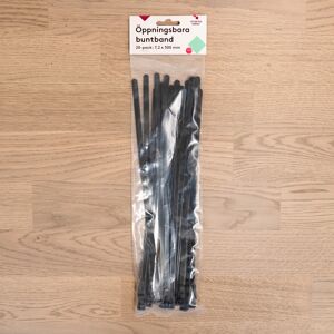 Smartsaker Gjenbrukbare strips, 20 stk, Svart 30 cm