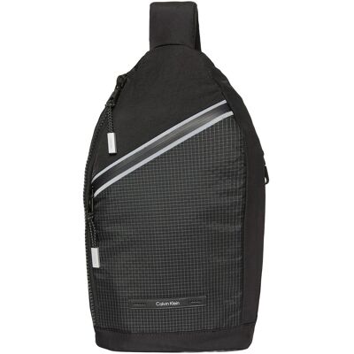 Calvin Striped Utility Zip Sling ONE SIZE Black ONE SIZE Calvin Striped Utility Zip Sling ONE SIZE Black ONE SIZE