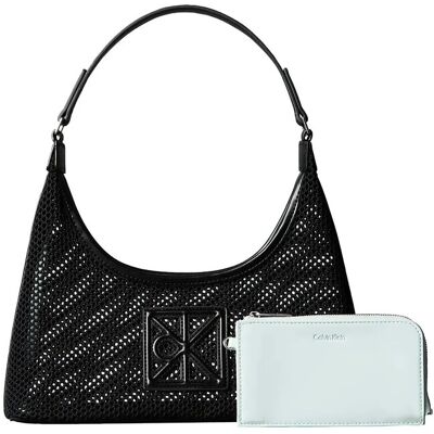 Calvin Emblem Mesh Shoulder Bag ONE SIZE Black ONE SIZE Calvin Emblem Mesh Shoulder Bag ONE SIZE Black ONE SIZE
