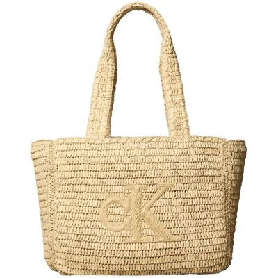 Calvin Bold Ck Raffia Medium Tote ONE SIZE Beige ONE SIZE Calvin Bold Ck Raffia Medium Tote ONE SIZE Beige ONE SIZE