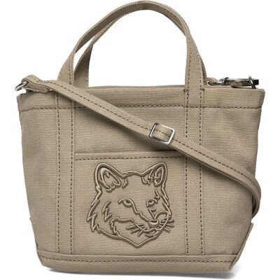 Maison Kitsune Fox Head Mini Tote TU Khaki TU Maison Kitsune Fox Head Mini Tote TU Khaki TU