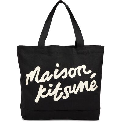 Maison Kitsune Handwriting Tote TU Black TU Maison Kitsune Handwriting Tote TU Black TU