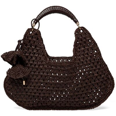 Mango Natural Fibre Shoulder Bag With Flower Charm ONE SIZE Brown ONE SIZE Mango Natural Fibre Shoulder Bag With Flower Charm ONE SIZE Brown ONE SIZE
