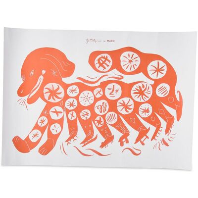 MADO Chinese Dog, Red - 50X70 50X70CM Orange 50X70CM MADO Chinese Dog, Red - 50X70 50X70CM Orange 50X70CM