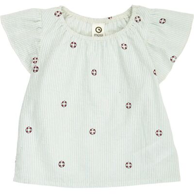 Müsli by Green Cotton Seersucker Stripe Frill S/S T Baby 86 Green 86 Müsli by Green Cotton Seersucker Stripe Frill S/S T Baby 86 Green 86