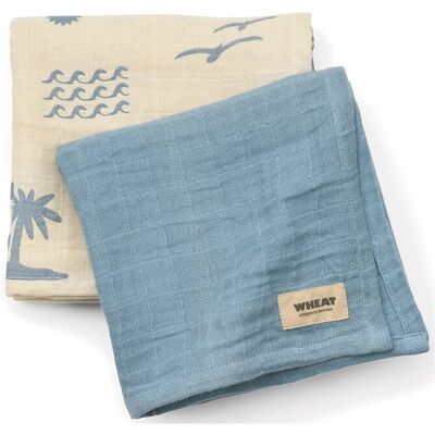 Wheat 2 Pk Muslin Kaya ONE SIZE Blue ONE SIZE Wheat 2 Pk Muslin Kaya ONE SIZE Blue ONE SIZE