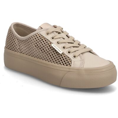 Calvin Vulc Flatf Lace Up Lin Mesh 37 Beige 37 Calvin Vulc Flatf Lace Up Lin Mesh 37 Beige 37