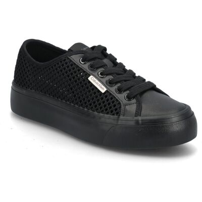 Calvin Vulc Flatf Lace Up Lin Mesh 40 Black 40 Calvin Vulc Flatf Lace Up Lin Mesh 40 Black 40