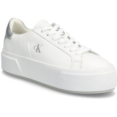 Calvin Flatform Lace Up Lth Met 40 White 40 Calvin Flatform Lace Up Lth Met 40 White 40