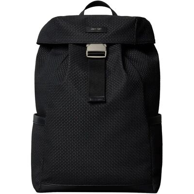 Calvin Embossed Woven Flap Backpack ONE SIZE Black ONE SIZE Calvin Embossed Woven Flap Backpack ONE SIZE Black ONE SIZE