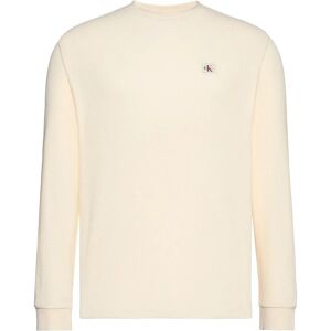 Calvin Ls Waffle Badge Crewnk Tee M Cream M Calvin Ls Waffle Badge Crewnk Tee M Cream M