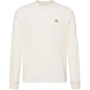 Calvin Ls Waffle Badge Crewnk Tee M White M Calvin Ls Waffle Badge Crewnk Tee M White M