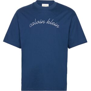 Calvin Ss Center Chain Stitch 16S Rlxd M Blue M Calvin Ss Center Chain Stitch 16S Rlxd M Blue M