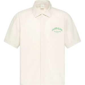 Calvin Heritage Crest S/S Button Down M Cream M Calvin Heritage Crest S/S Button Down M Cream M