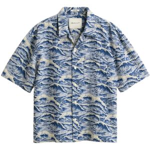 Gant Rel Aop Camp Collar Ss Shirt L Blue L Gant Rel Aop Camp Collar Ss Shirt L Blue L