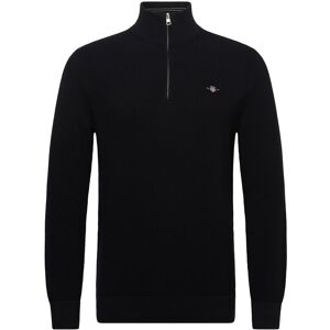 Gant Micro Textured Cotton Half Zip M Black M Gant Micro Textured Cotton Half Zip M Black M
