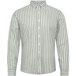 Lindbergh Wide Striped Cotton/Linen Shirt L/S M Green M Lindbergh Wide Striped Cotton/Linen Shirt L/S M Green M