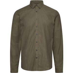 Lindbergh Striped Superflex Oxford L/S M Khaki M Lindbergh Striped Superflex Oxford L/S M Khaki M