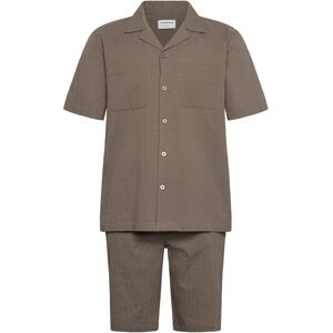 Lindbergh Seersucker Shirt S/S+Shorts S Khaki S Lindbergh Seersucker Shirt S/S+Shorts S Khaki S