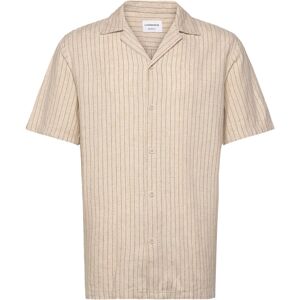 Lindbergh Striped Linen Blend Shirt S/S S Beige S Lindbergh Striped Linen Blend Shirt S/S S Beige S