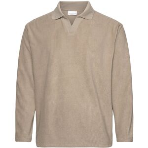 Lindbergh V-Neck Jacquard Polo L/S L Beige L Lindbergh V-Neck Jacquard Polo L/S L Beige L