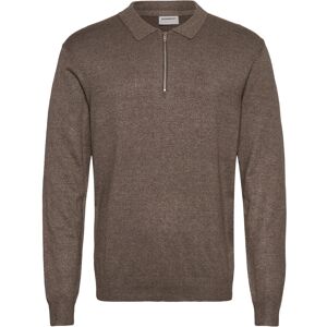Lindbergh Ecovero L/S Zip Polo XL Brown XL Lindbergh Ecovero L/S Zip Polo XL Brown XL