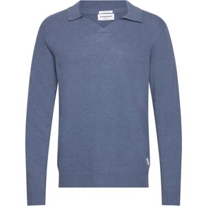 Lindbergh Lambswool L/S V-Neck Polo XL Blue XL Lindbergh Lambswool L/S V-Neck Polo XL Blue XL