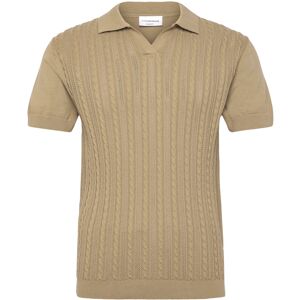 Lindbergh Knitted S/S Cable V-Neck Polo XXL Khaki XXL Lindbergh Knitted S/S Cable V-Neck Polo XXL Khaki XXL