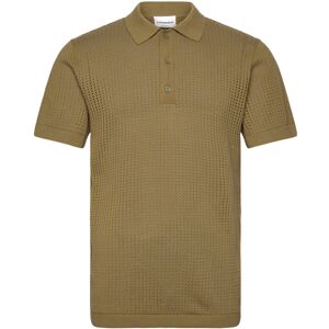 Lindbergh Crochet Knitted S/S V-Neck Polo L Khaki L Lindbergh Crochet Knitted S/S V-Neck Polo L Khaki L