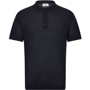 Lindbergh Crochet Knitted S/S V-Neck Polo XL Navy XL Lindbergh Crochet Knitted S/S V-Neck Polo XL Navy XL