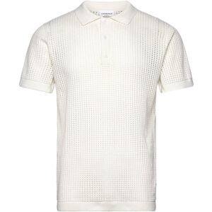 Lindbergh Crochet Knitted S/S V-Neck Polo M Cream M Lindbergh Crochet Knitted S/S V-Neck Polo M Cream M
