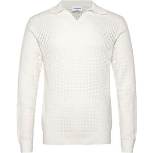 Lindbergh Crochet Knit L/S V-Neck Polo XL White XL Lindbergh Crochet Knit L/S V-Neck Polo XL White XL