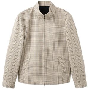 Mango Prince Of Wales Check Jacket With Funnel Neck L Beige L Mango Prince Of Wales Check Jacket With Funnel Neck L Beige L