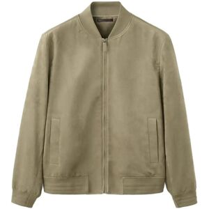 Mango Suede-Effect Bomber Jacket M Khaki M Mango Suede-Effect Bomber Jacket M Khaki M