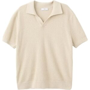 Mango 100% Cotton Knitted Polo Structure L Beige L Mango 100% Cotton Knitted Polo Structure L Beige L