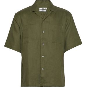 Mango 100% Linen Bowling-Collar Shirt S Green S Mango 100% Linen Bowling-Collar Shirt S Green S